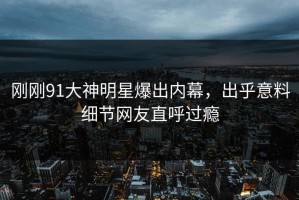 刚刚91大神明星爆出内幕，出乎意料细节网友直呼过瘾