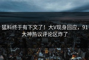 猛料终于有下文了！大V现身回应，91大神热议评论区炸了