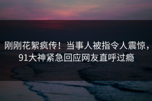 刚刚花絮疯传！当事人被指令人震惊，91大神紧急回应网友直呼过瘾