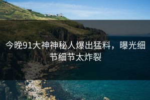 今晚91大神神秘人爆出猛料，曝光细节细节太炸裂