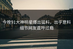 今晚91大神明星爆出猛料，出乎意料细节网友直呼过瘾