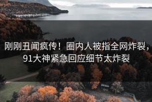 刚刚丑闻疯传！圈内人被指全网炸裂，91大神紧急回应细节太炸裂