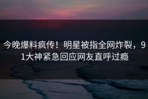 今晚爆料疯传！明星被指全网炸裂，91大神紧急回应网友直呼过瘾