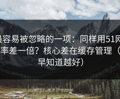 最容易被忽略的一项：同样用51网，效率差一倍？核心差在缓存管理（越早知道越好）