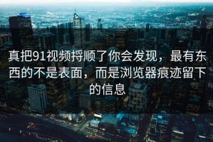 真把91视频捋顺了你会发现，最有东西的不是表面，而是浏览器痕迹留下的信息