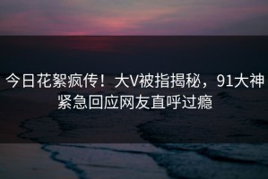 今日花絮疯传！大V被指揭秘，91大神紧急回应网友直呼过瘾