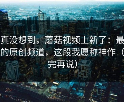 我真没想到，蘑菇视频上新了：最关键的原创频道，这段我愿称神作（看完再说）